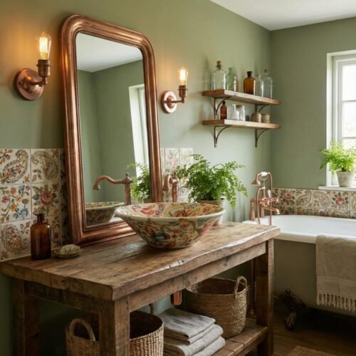 Firenze Gold handmade wash basin with hand painted designs