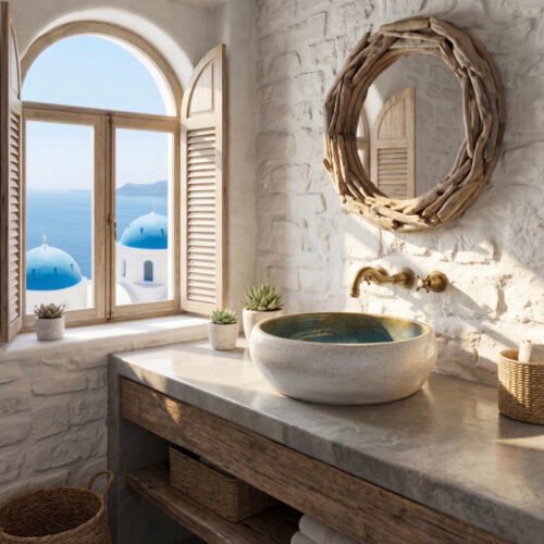 Tinos hand-painted round hand-painted washbasin