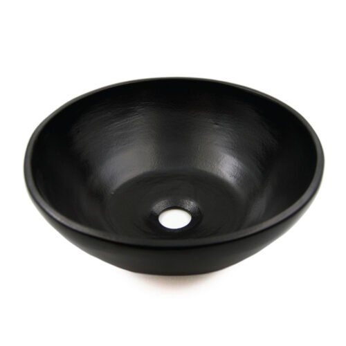 Satin black νιπτήρας στρογγυλός χειροποίητος ζωγραφισμένος στο χέρι