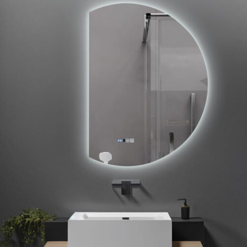 Καθρέπτης LUNAR LED χωρίς πλαίσιο, αντιθαμβωτικός με οθόνη ώρας & θερμοκρασίας
