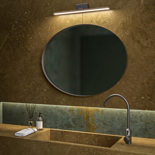 Οβάλ καθρέπτης Iron Oval 85×65 με λεπτό μεταλλικό πλαίσιο και προαιρετικό LED