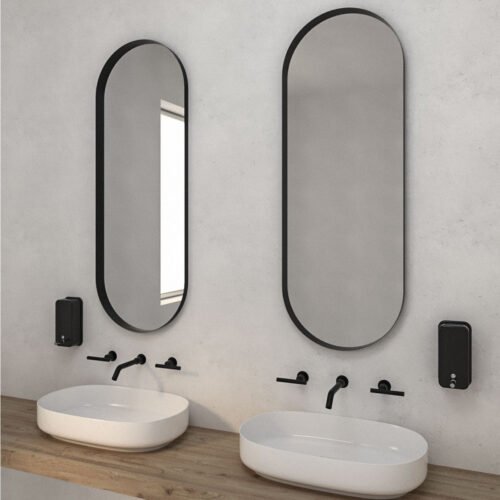 Καθρέπτης Iron Semi Oval με μεταλλικό πλαίσιο σε 45×100 ή 45×125, με επιλογή LED
