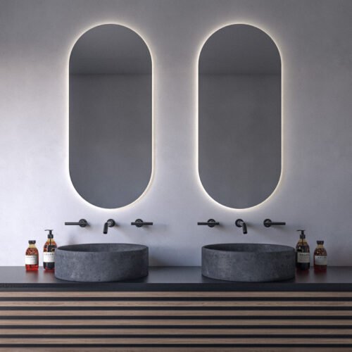 Semi Oval wall mirror 45×100 / 45×125 with optional LED