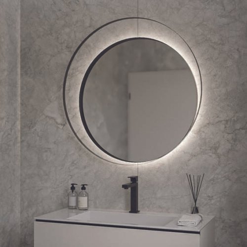 Iron Twin round mirror Ø75 / Ø95 with slim metal frame and LED option