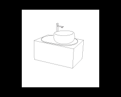 Cabinet 76 with smooth doors, washbasin on the right, sink on the left